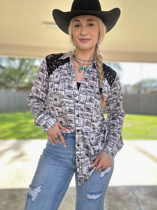 Lasso The Lace Button Down