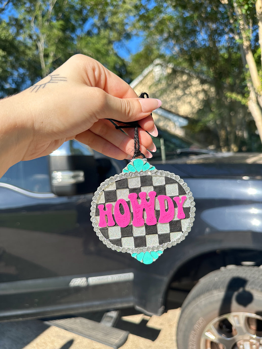 Checkered Howdy Car Freshie