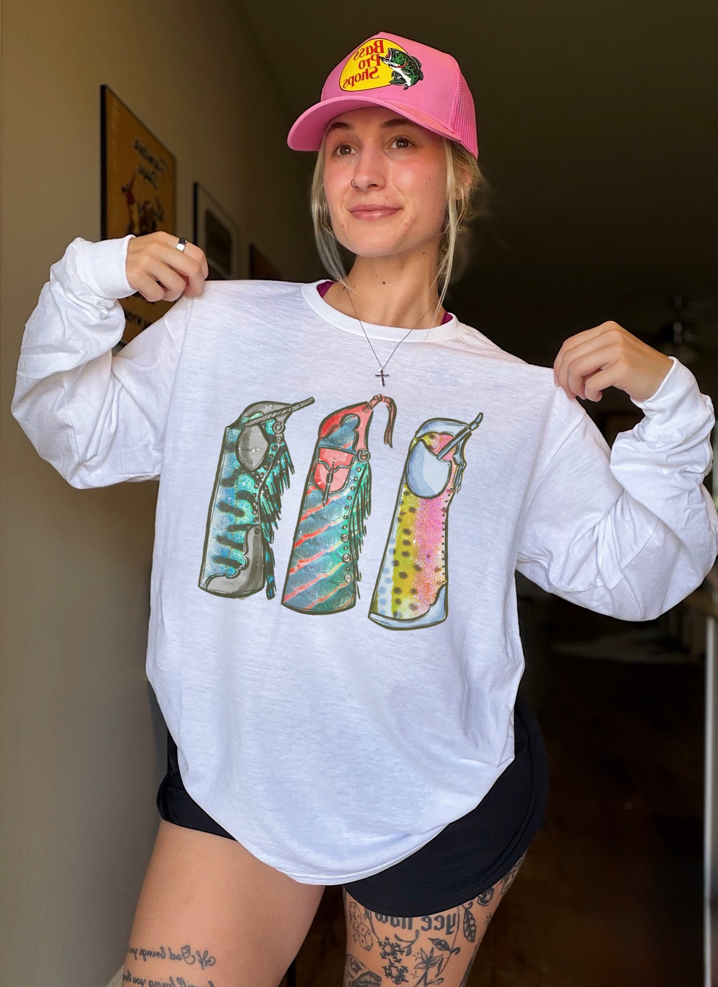 Fishie Print Chaps Long Sleeve Tee