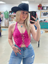 Load image into Gallery viewer, Pink Lace Up Halter Top
