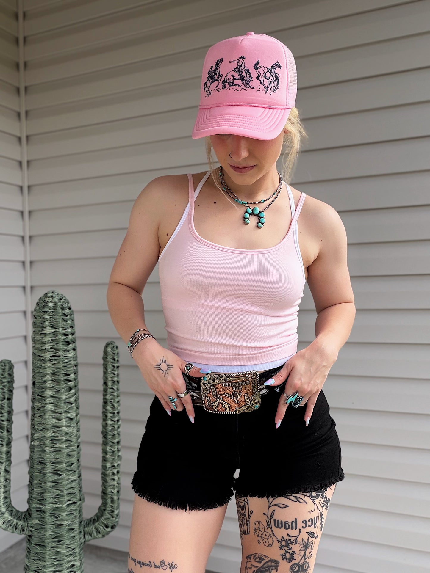 Contrast Layered Tank (Pink)