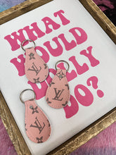 Load image into Gallery viewer, LV &amp; Cowhide Keychain (Pink)
