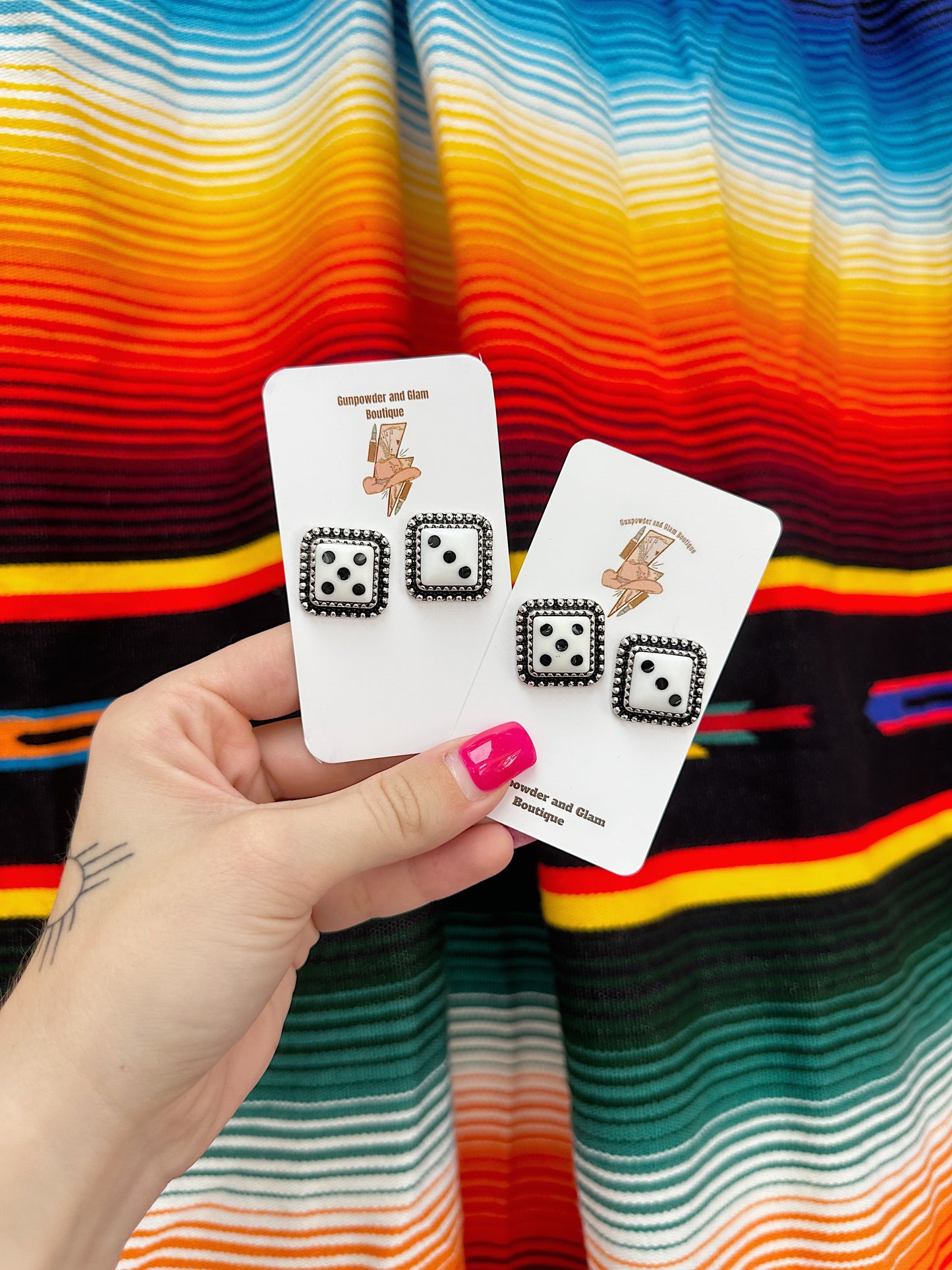 The Dice Studs (White)
