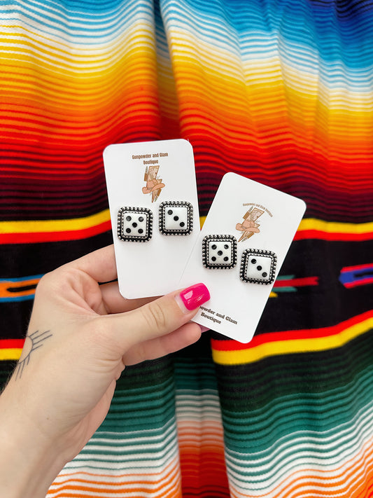 The Dice Studs (White)