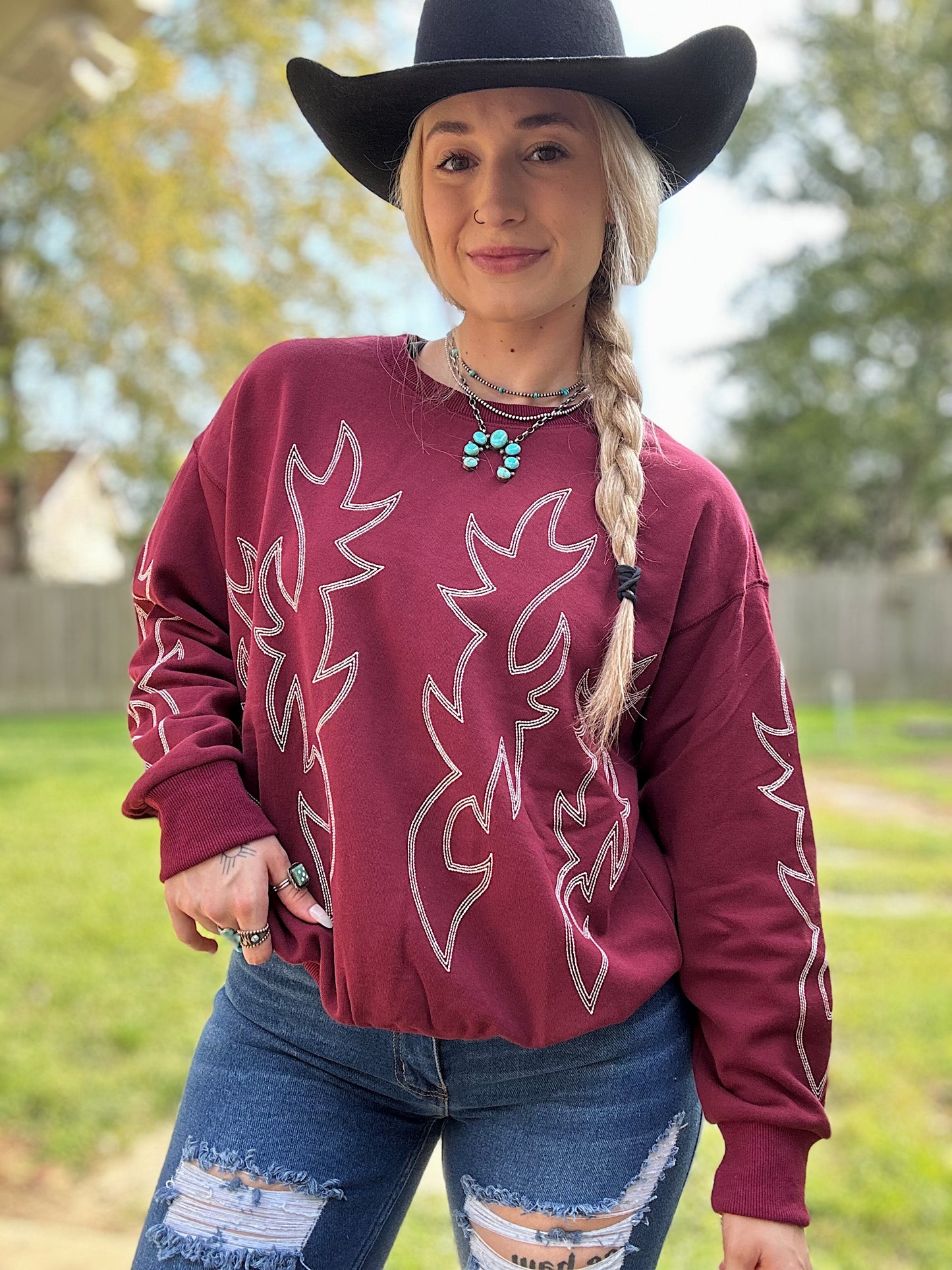 Boot Stitch Crew (Maroon)