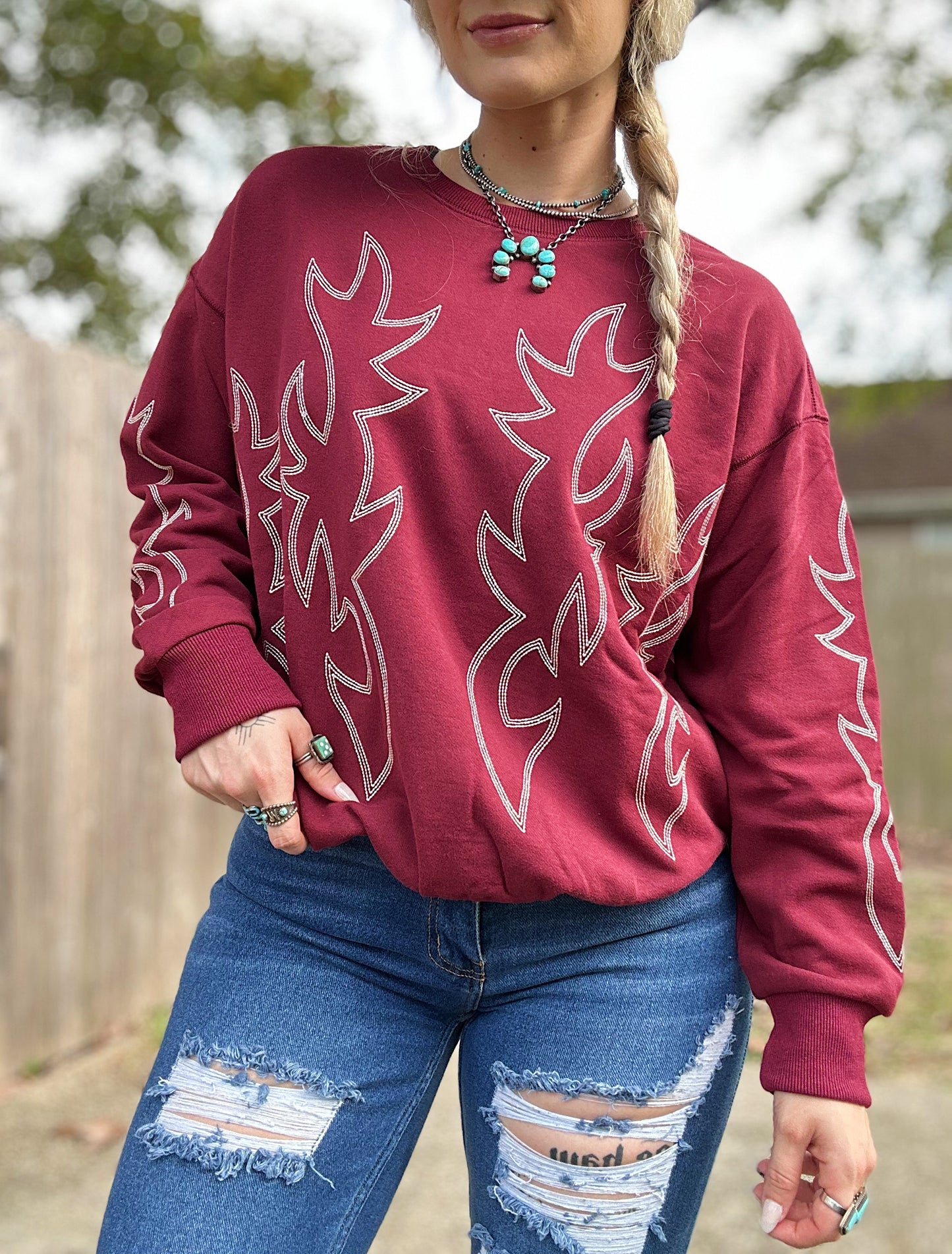 Boot Stitch Crew (Maroon)