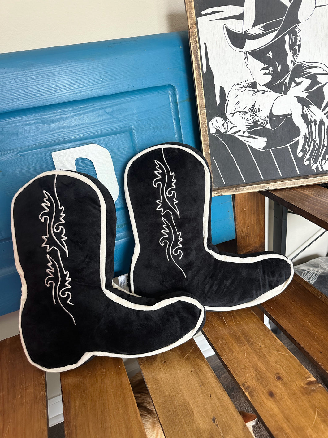 Cowboy Boot Pillow (Black)