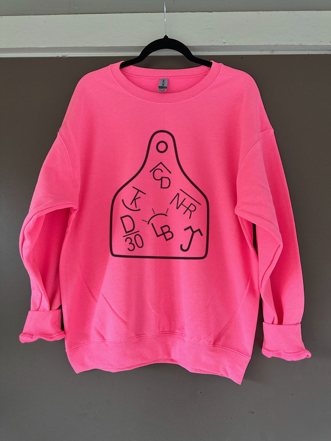 The Cattle Tag Crewneck (Hot Pink)