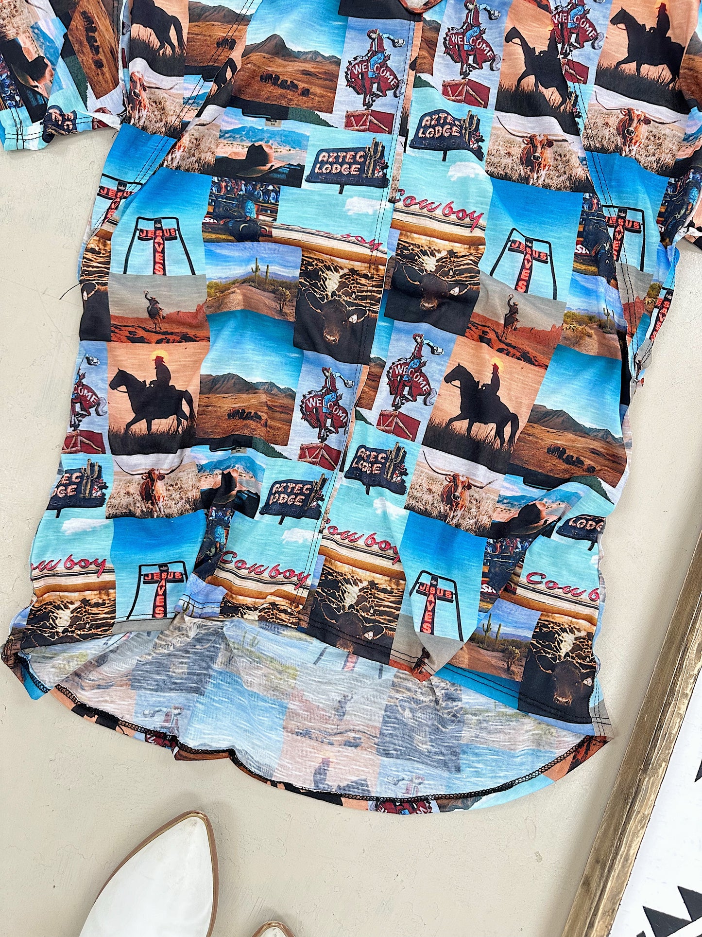 Western Collage Oversized Top