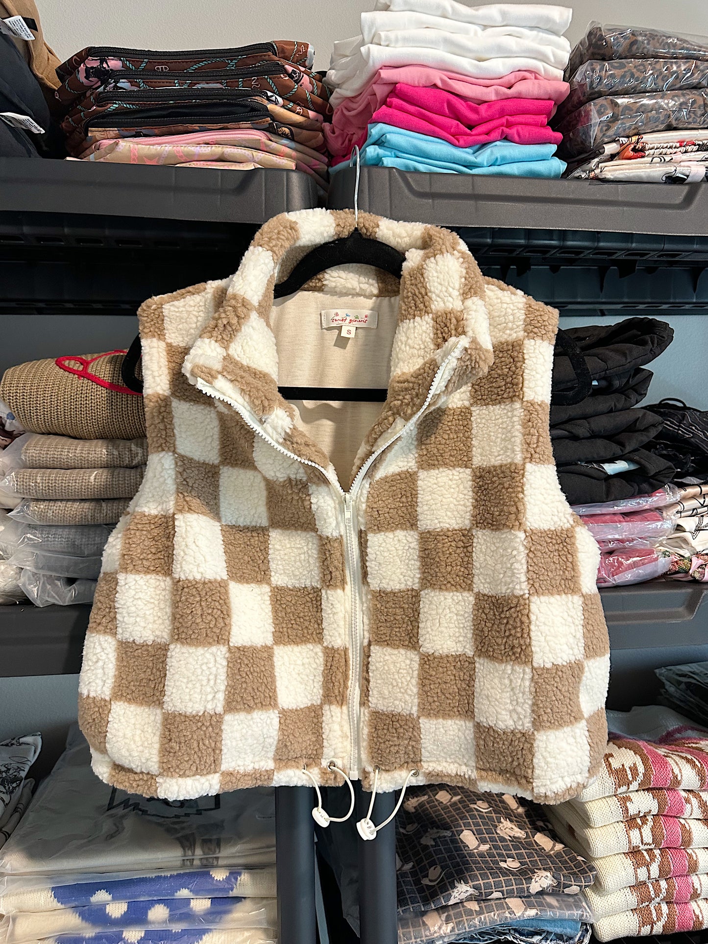 Checkered Sherpa Vest