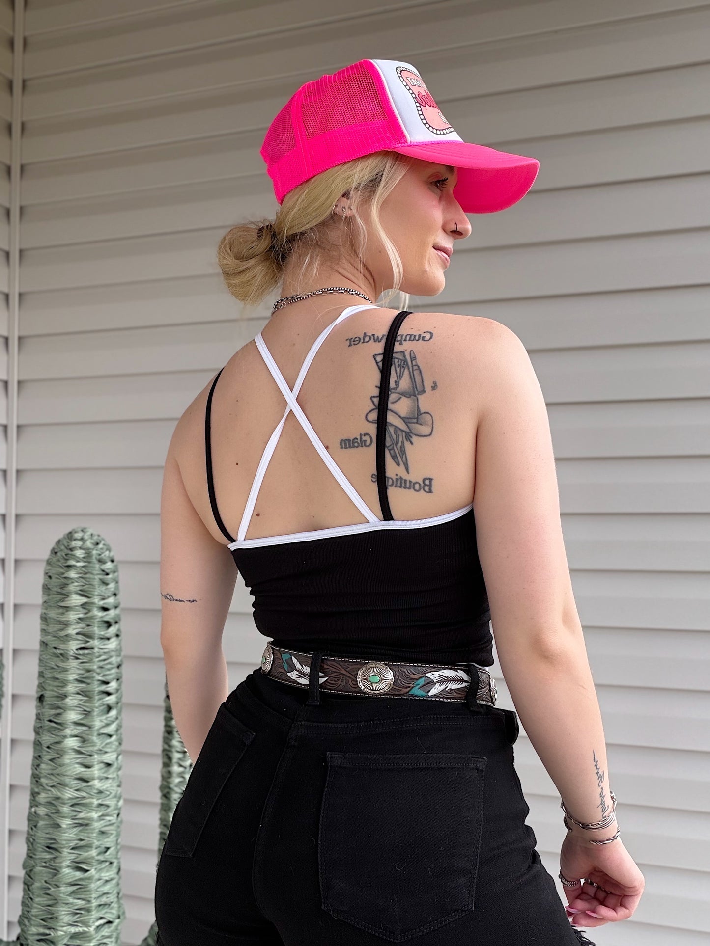 Contrast Layered Tank (Black)