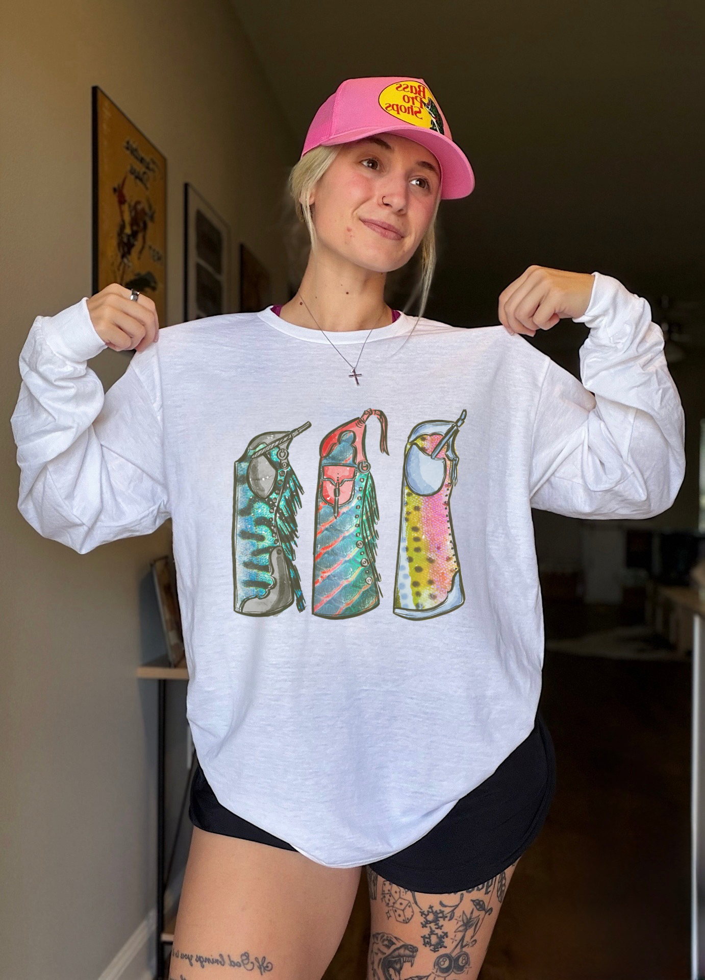 Fishie Print Chaps Long Sleeve Tee