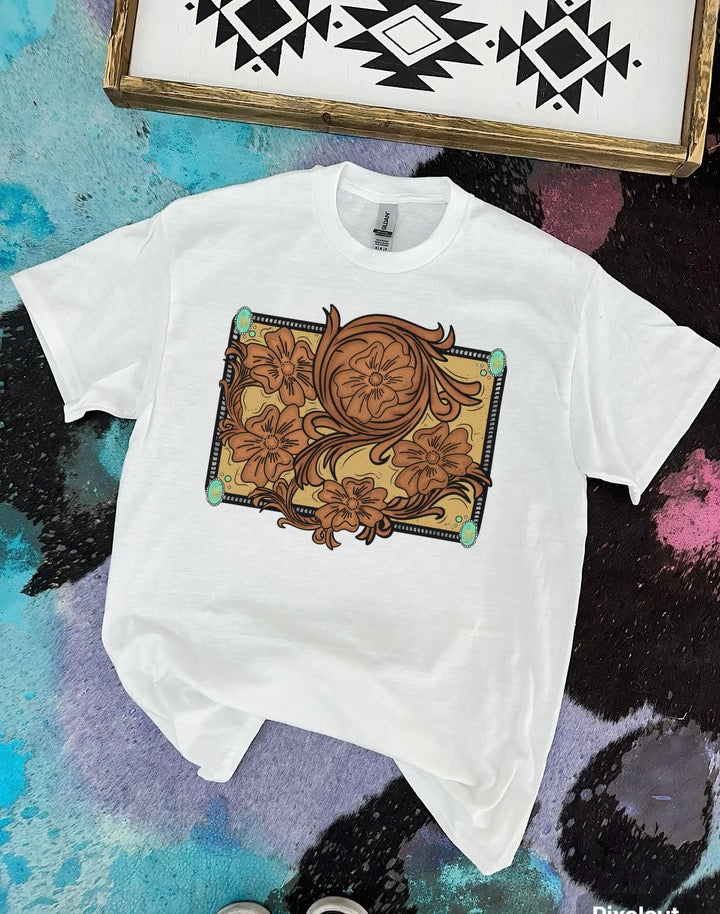 Tooled Leather Tee or Crewneck