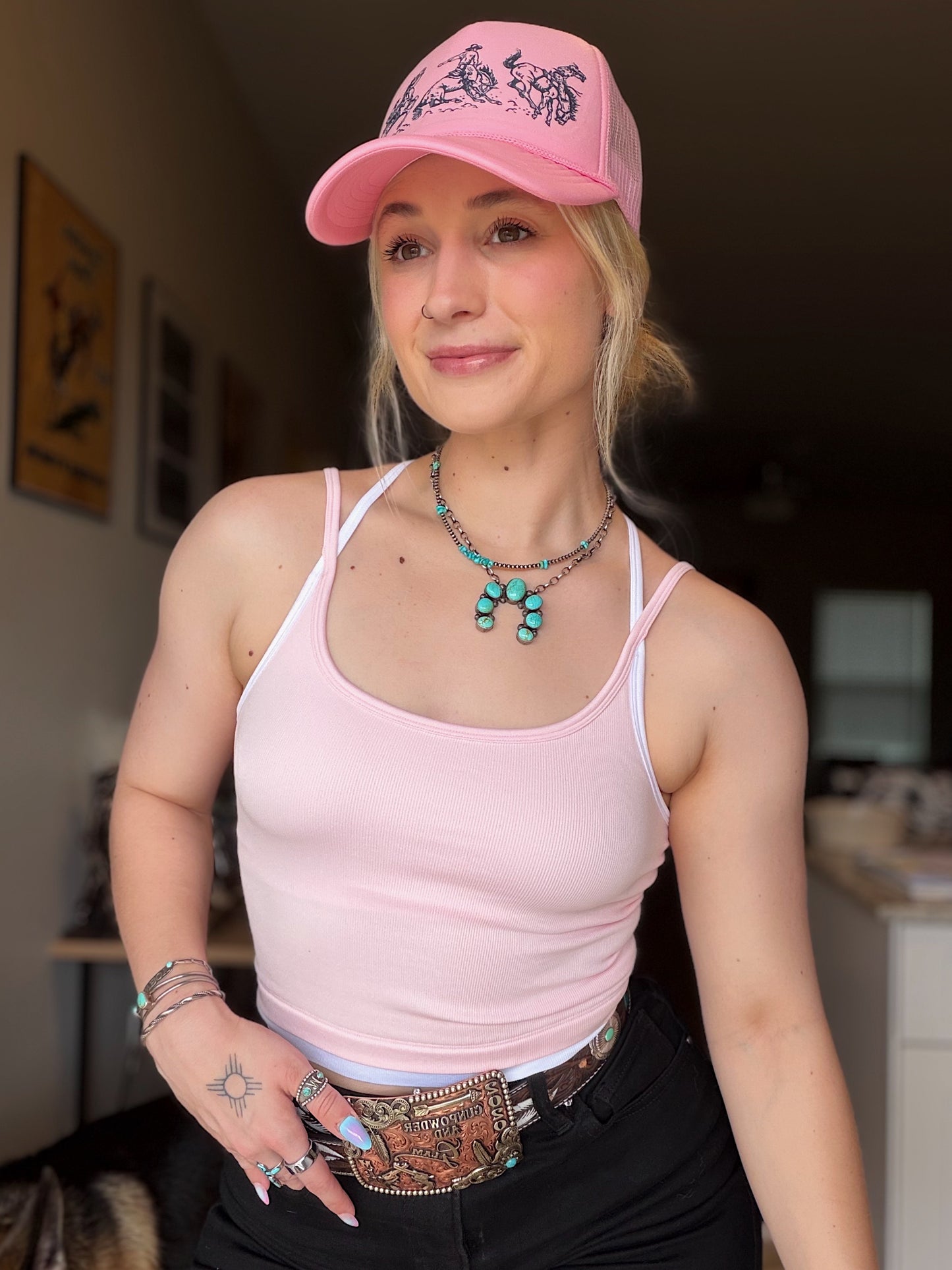 Contrast Layered Tank (Pink)
