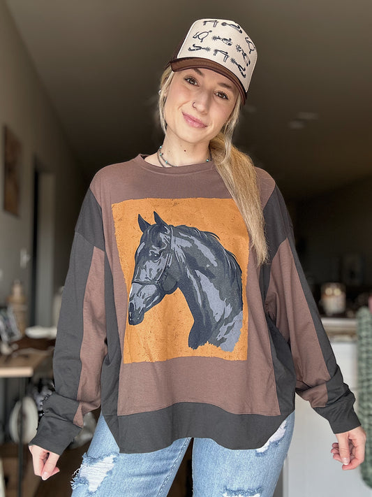 Color Block Horse Top