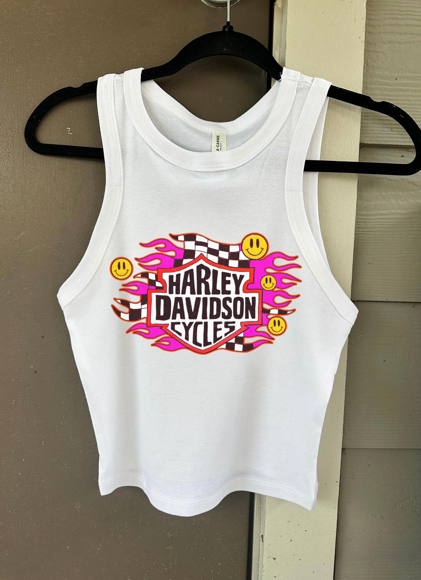 Smiley Face Harley Cropped Tank
