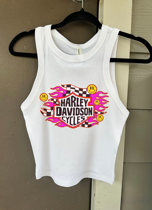 Smiley Face Harley Cropped Tank