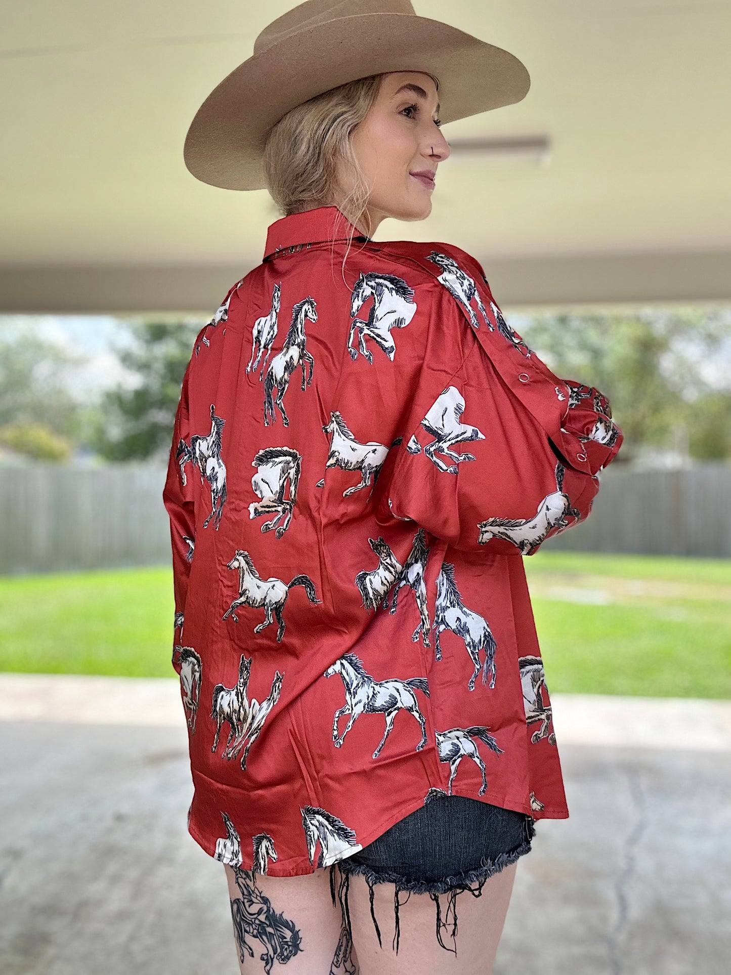 Wild Horses Button Down (Rust)
