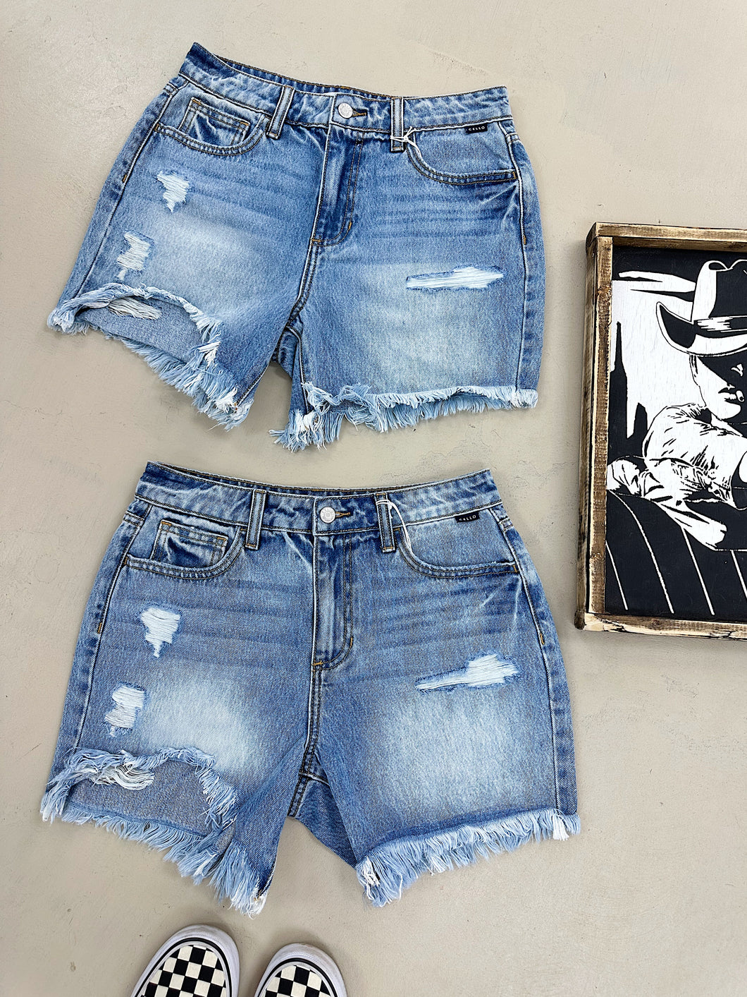 Uneven Hem Denim Shorts