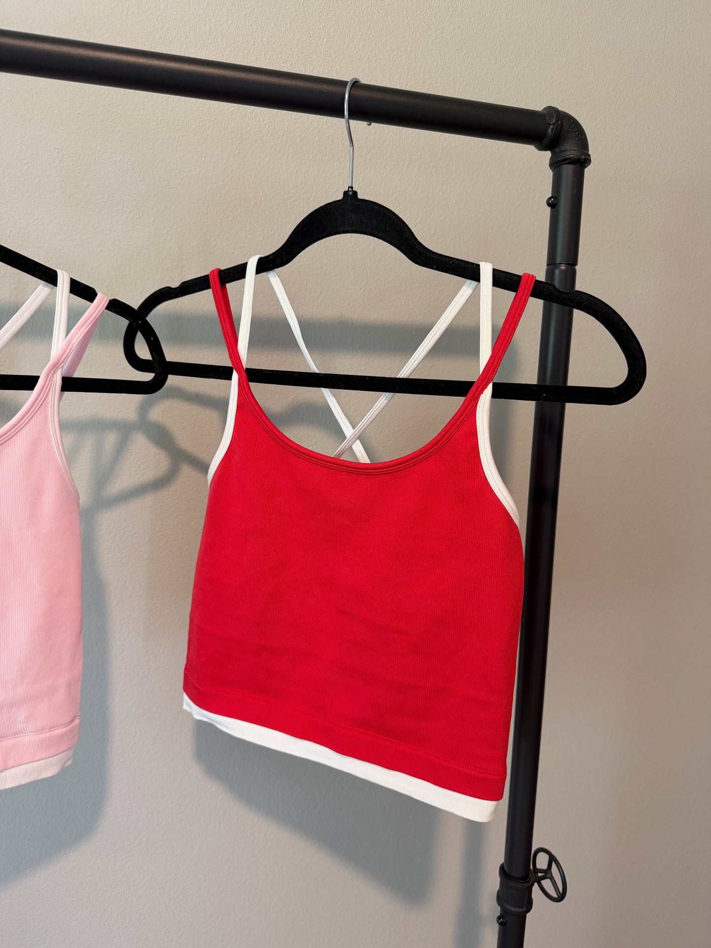 Contrast Layered Tank (Red)