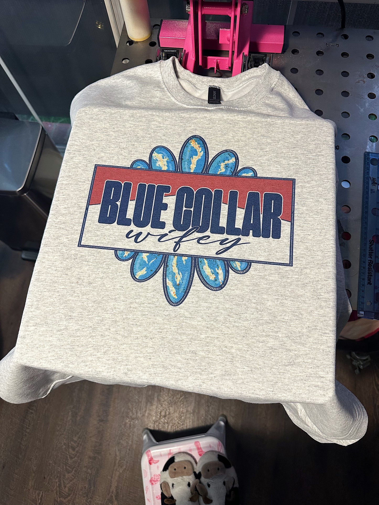 Blue Collar Wifey Tee or Crewneck