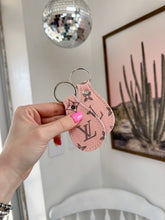 Load image into Gallery viewer, LV &amp; Cowhide Keychain (Pink)
