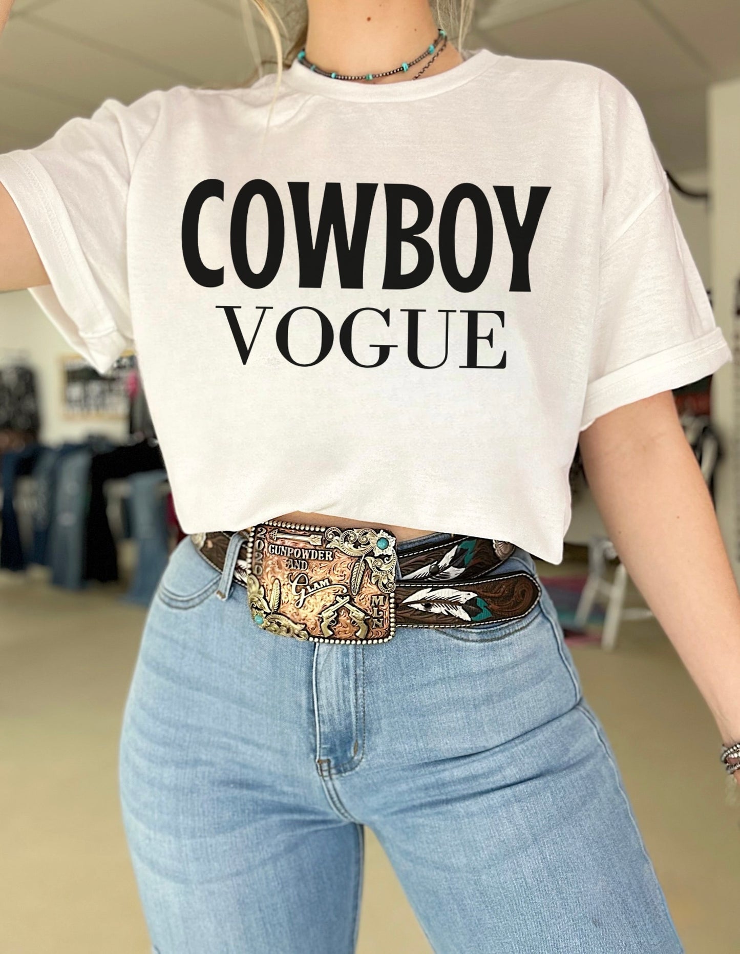 Cowboy Vogue TEE or CREWNECK