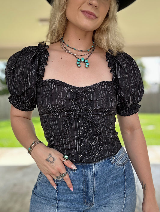 Snaffle Bit Puff Sleeve Top