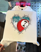 Load image into Gallery viewer, Barbed Wire Heart TEE or CREWNECK
