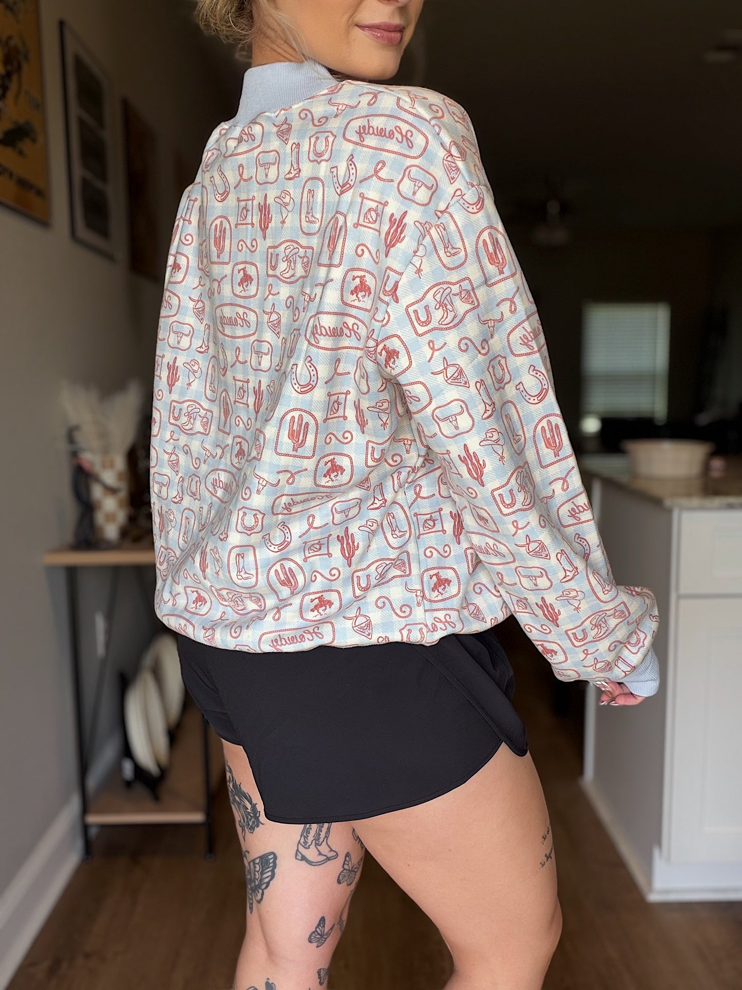 The Giddy Up Gingham Mock Neck Sweatshirt
