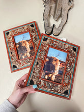 Load image into Gallery viewer, Red Tooled Leather Picture Frame
