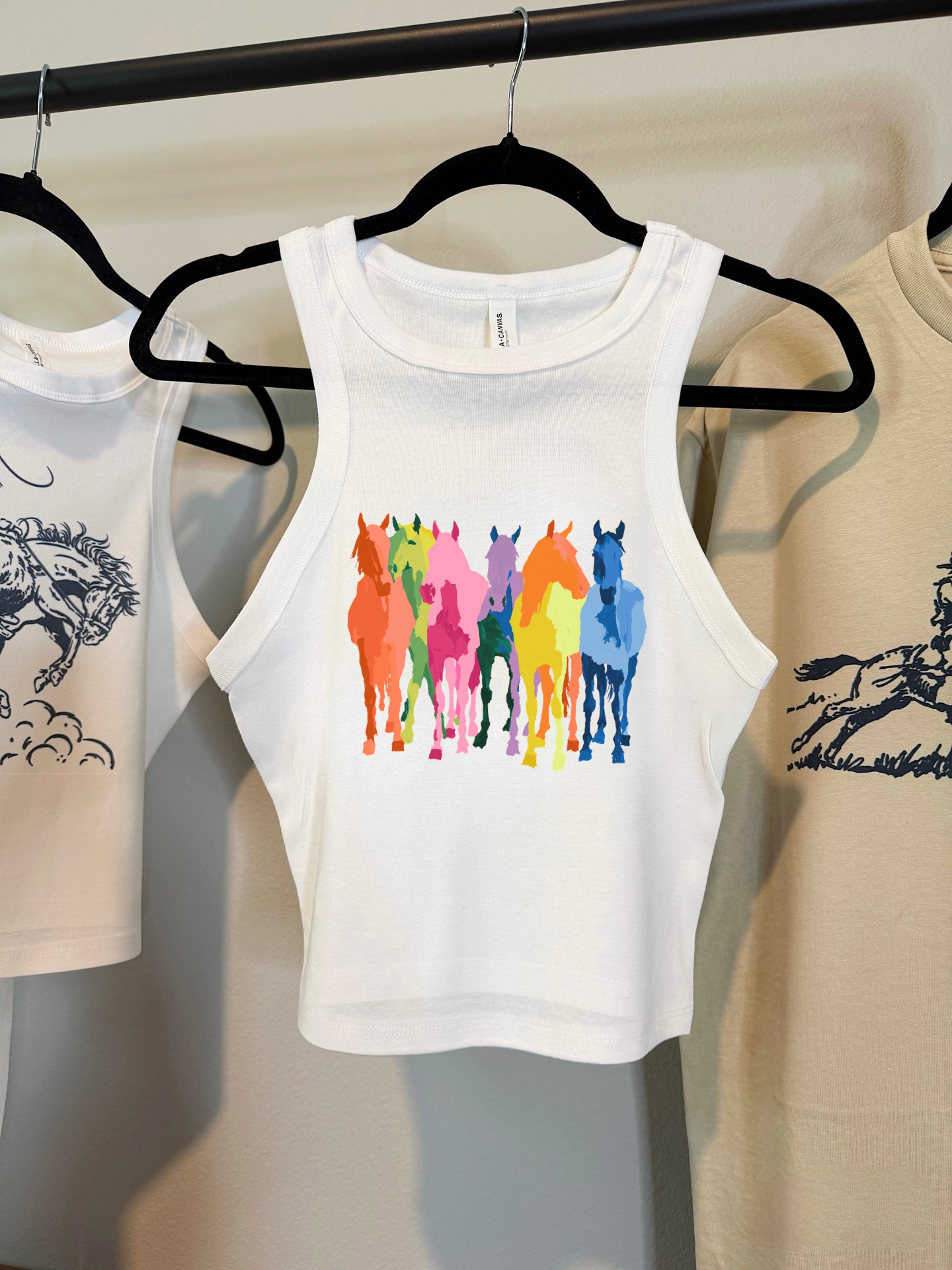 Neon Horses Cropped Tank