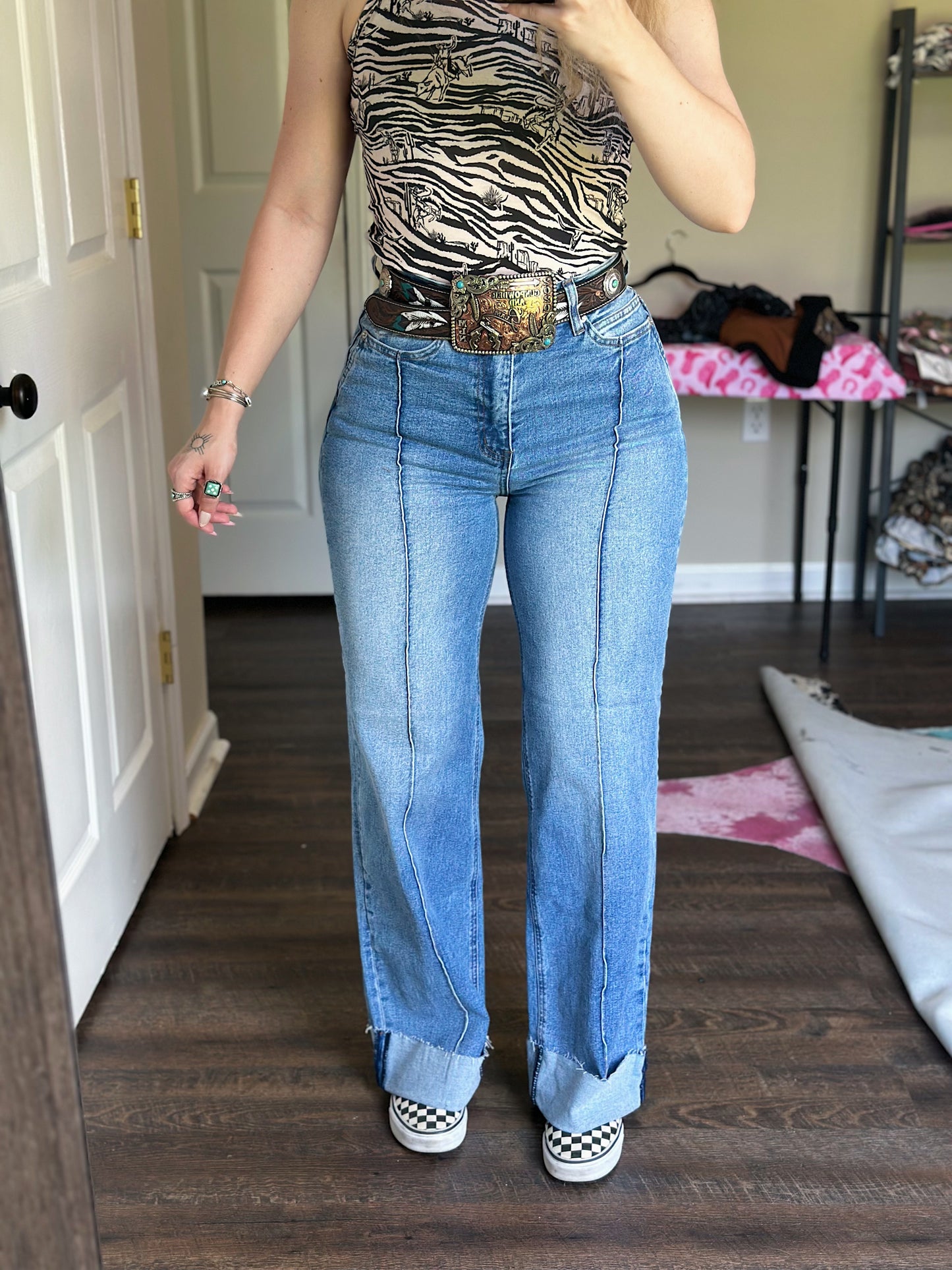The Pin Stripe Cuff Jeans