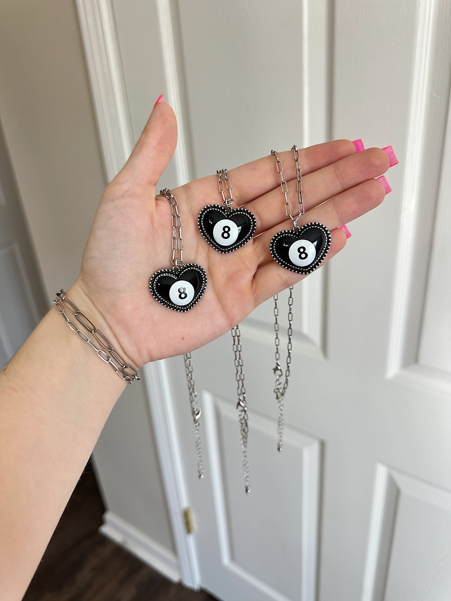 8 Ball Heart Necklace