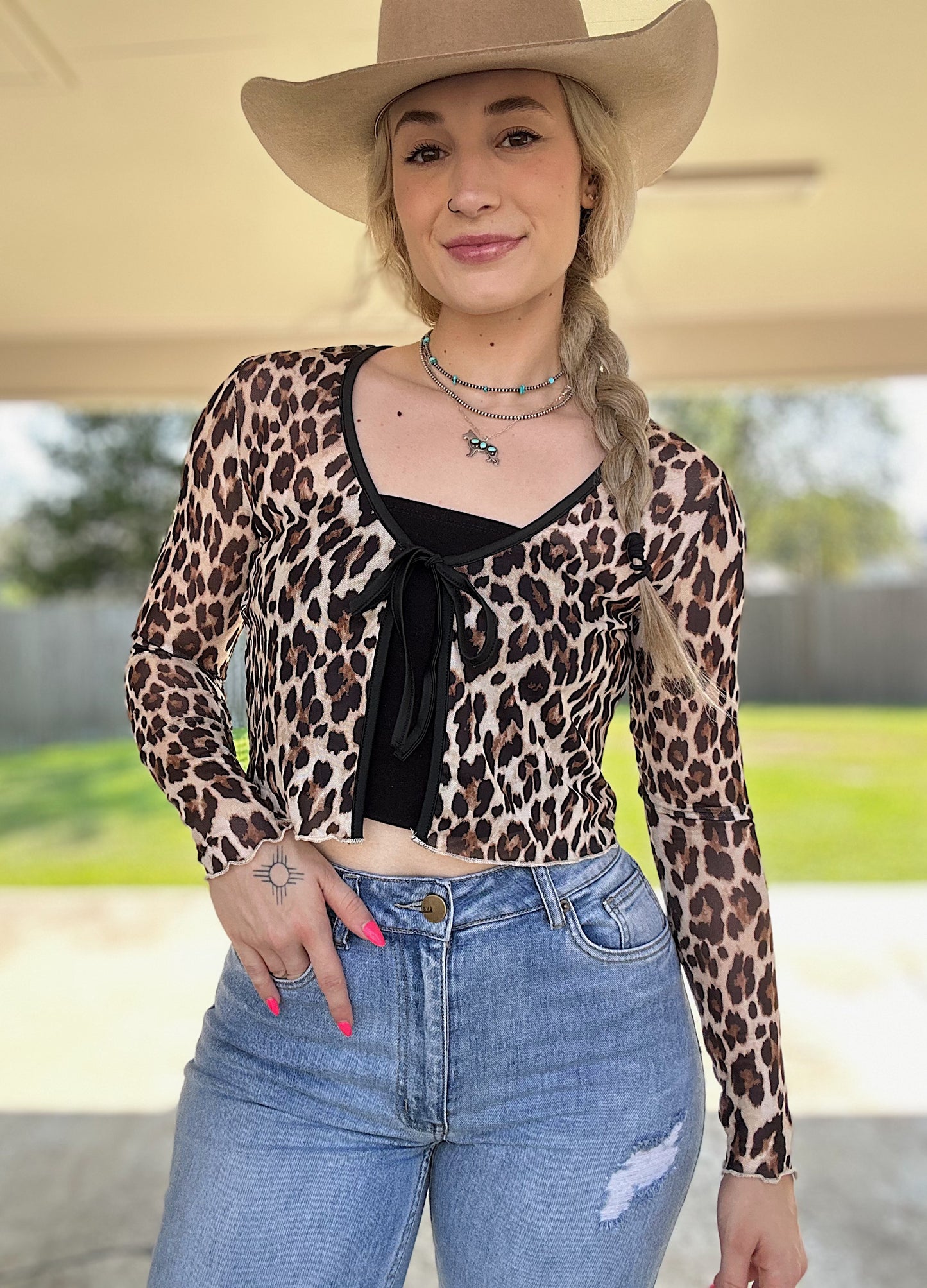Cheetah Girl Front Tie Blouse