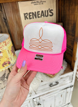 Load image into Gallery viewer, Hot Pink Boot Stitch Trucker Hat
