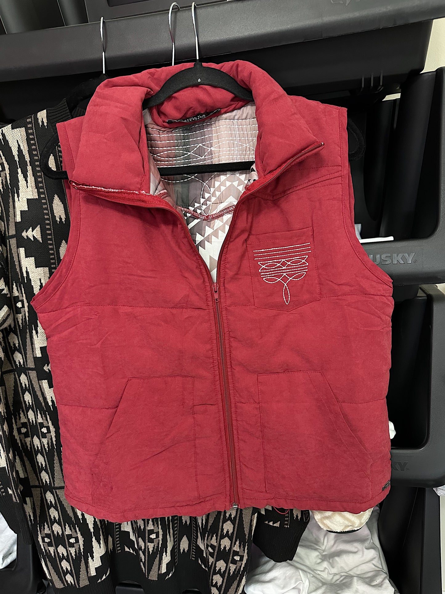 Maroon Boot Stitch Vest