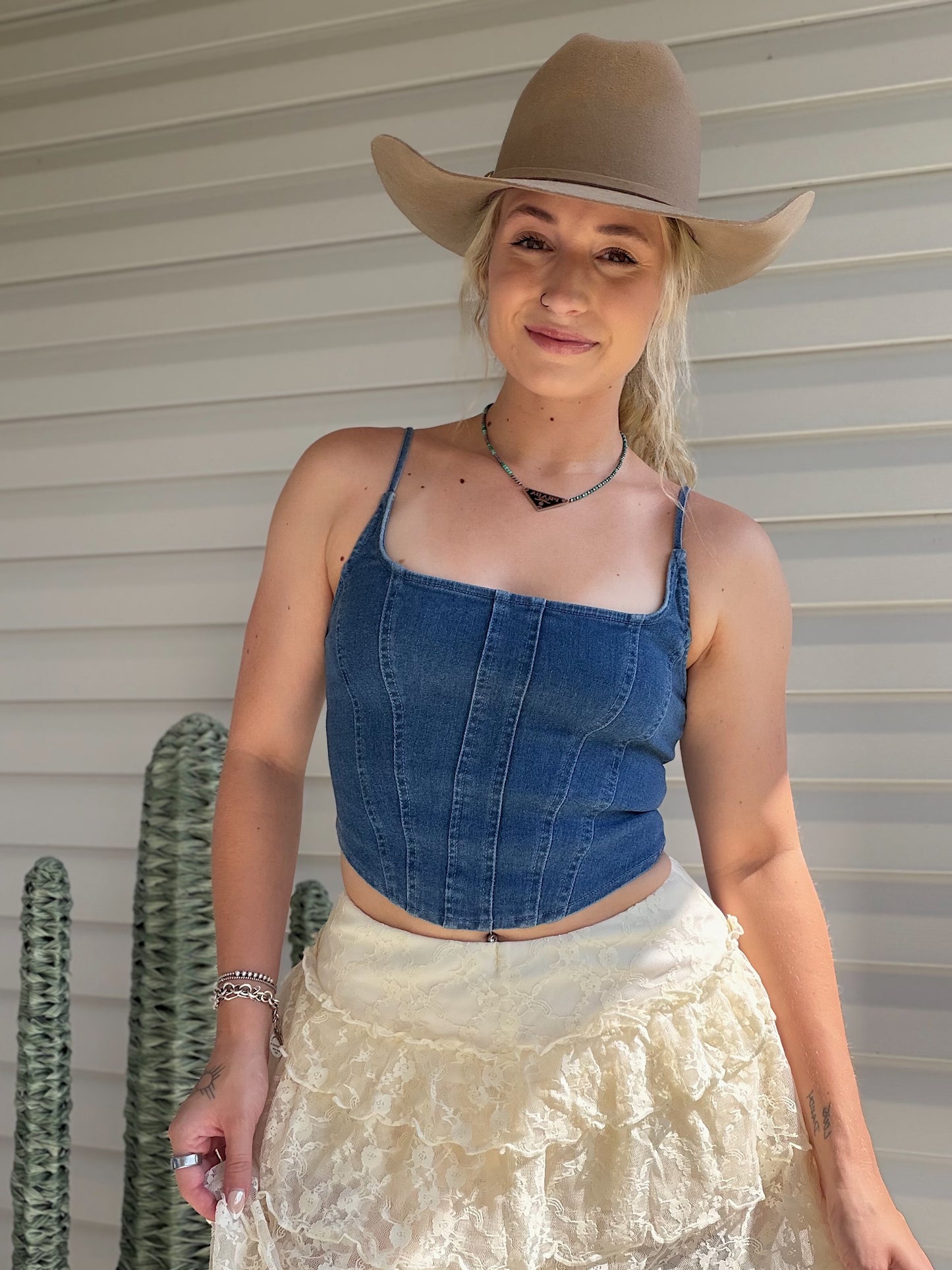 Denim Corset Tank