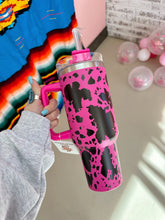 Load image into Gallery viewer, Hot Pink Cow Print Tumbler
