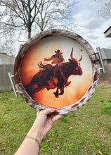 Load image into Gallery viewer, Painted Cowhide Tray - Cowboy
