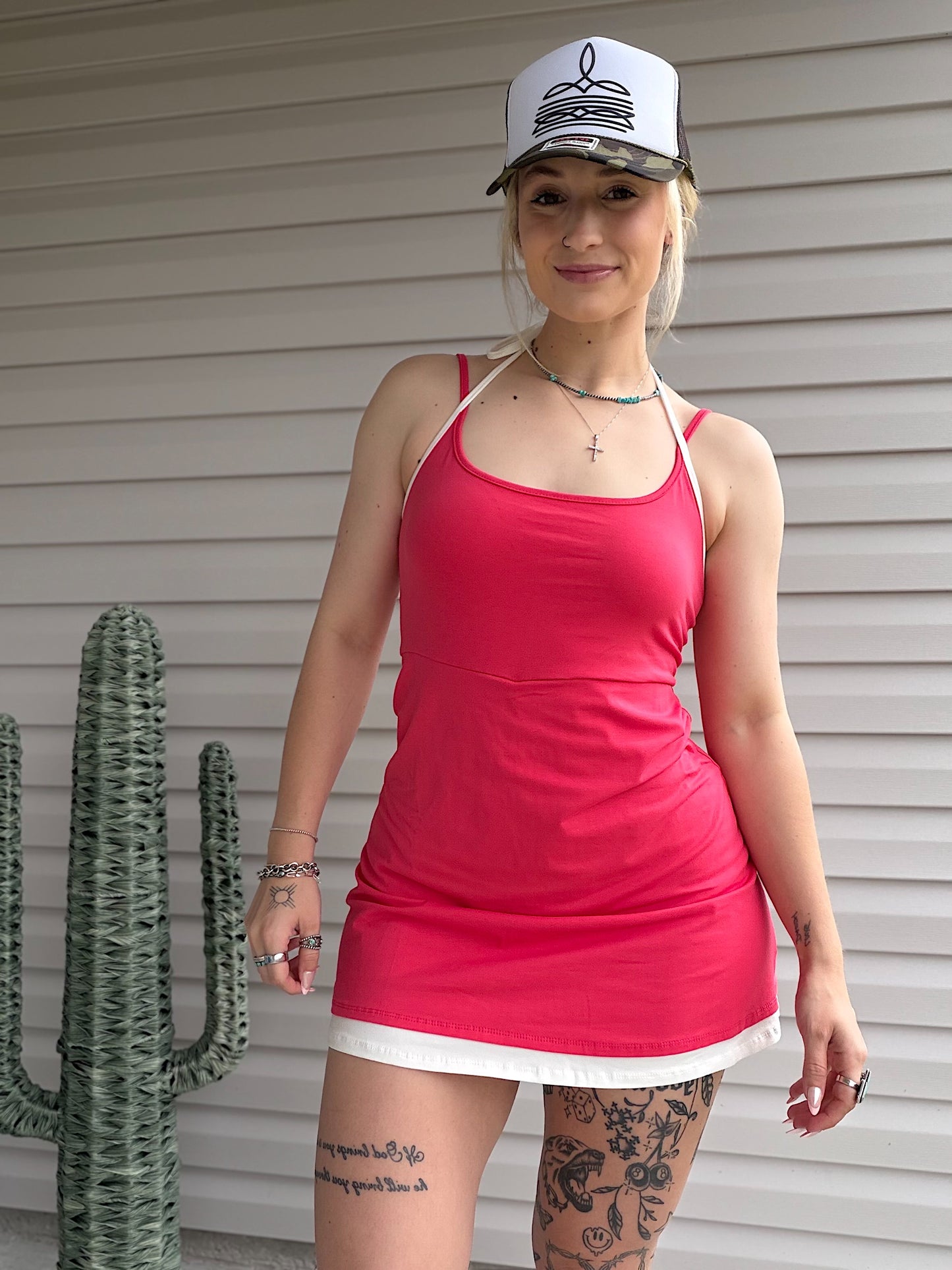 The Hot Shot Halter Dress (Red)