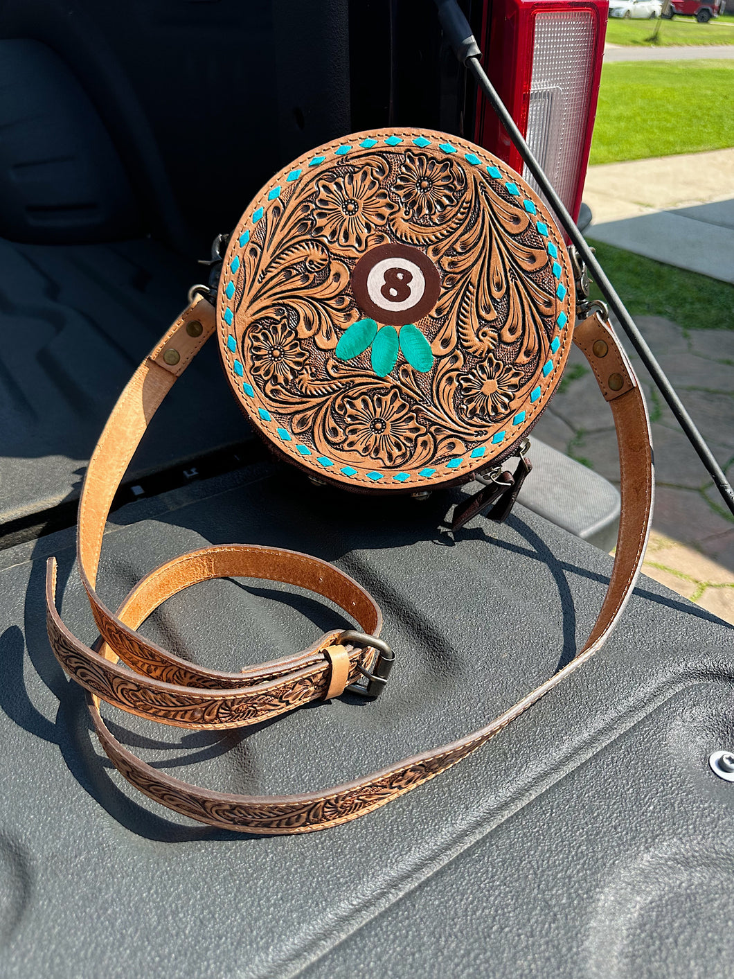 Tooled Leather 8 Ball Purse