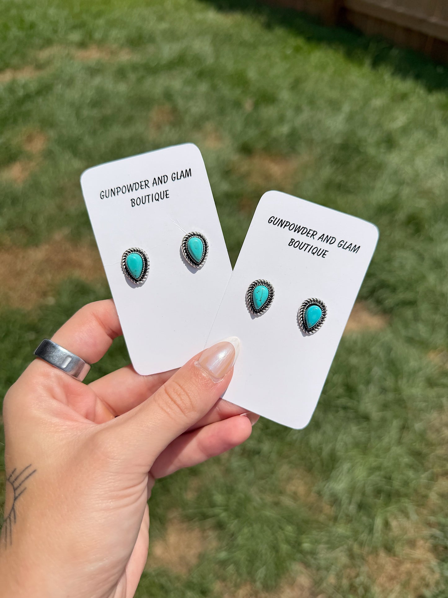 Turquoise Teardrop Studs