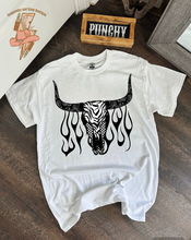 Load image into Gallery viewer, Zebra Bull Skull Tee or Crewneck
