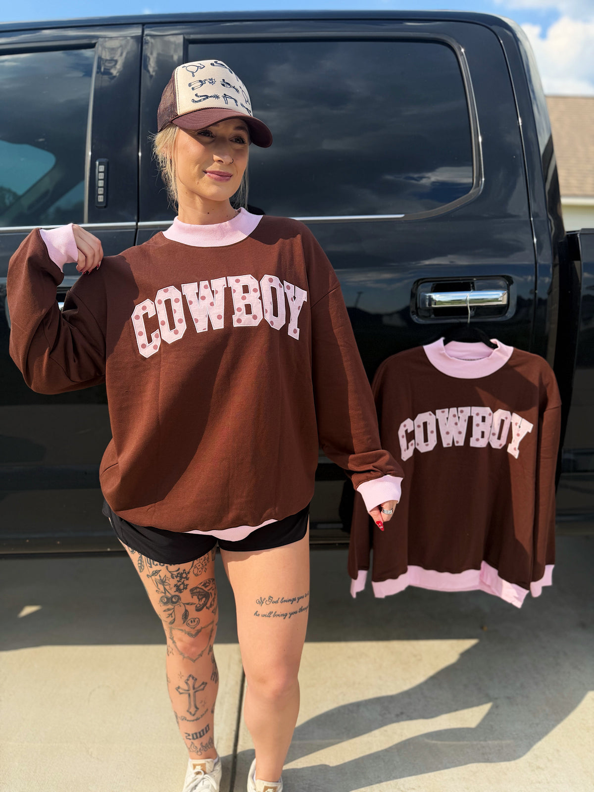 Polka Dot Cowboy Mock Neck Sweatshirt