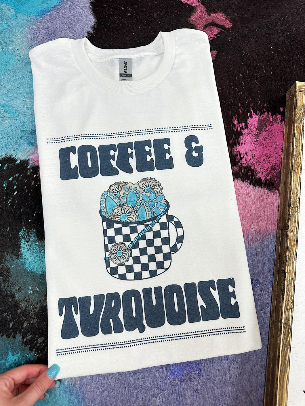 Coffee & Turquoise TEE or CREWNECK