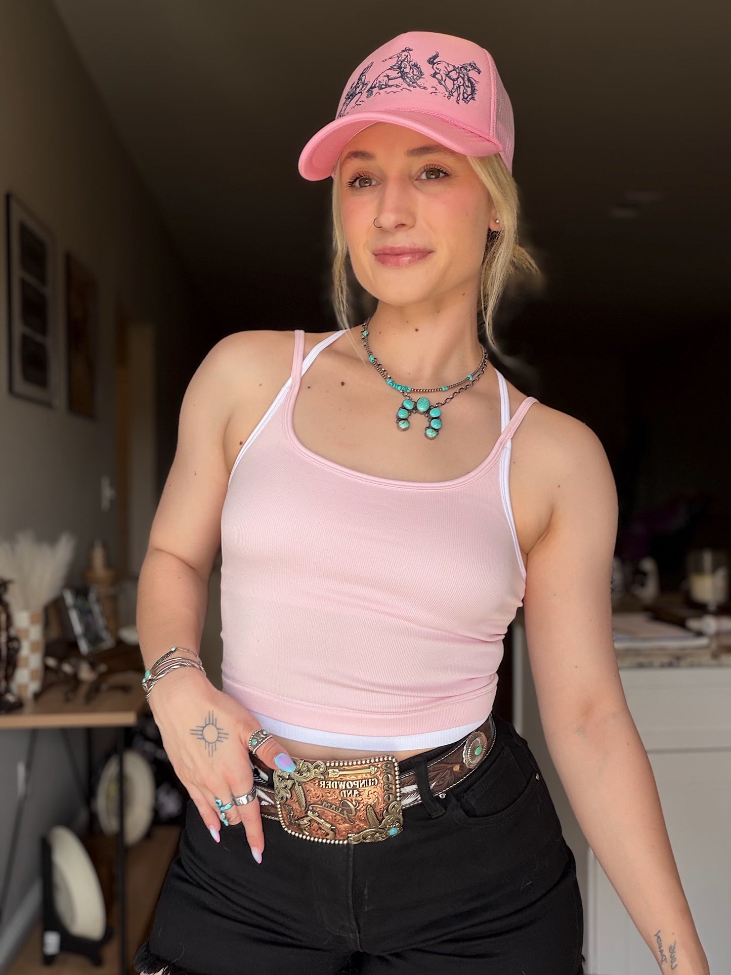 Contrast Layered Tank (Pink)