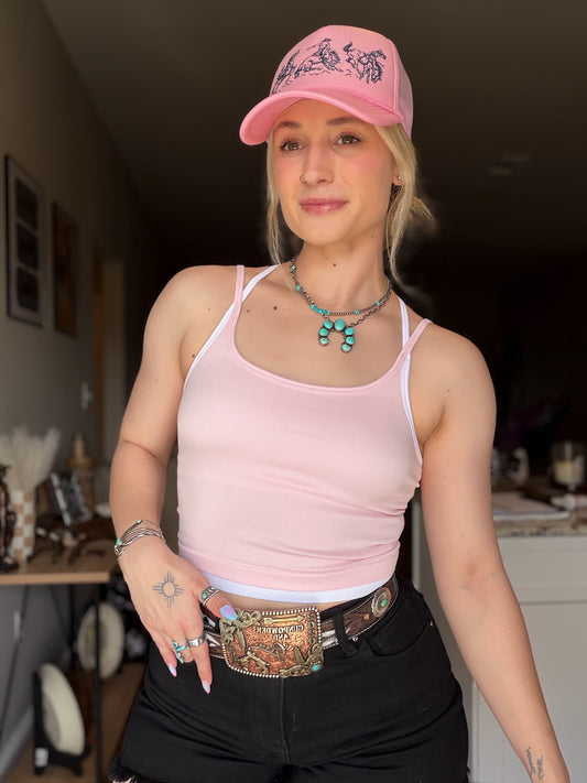 Contrast Layered Tank (Pink)