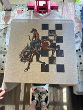 Load image into Gallery viewer, Checkered Cowboy TEE or CREWNECK
