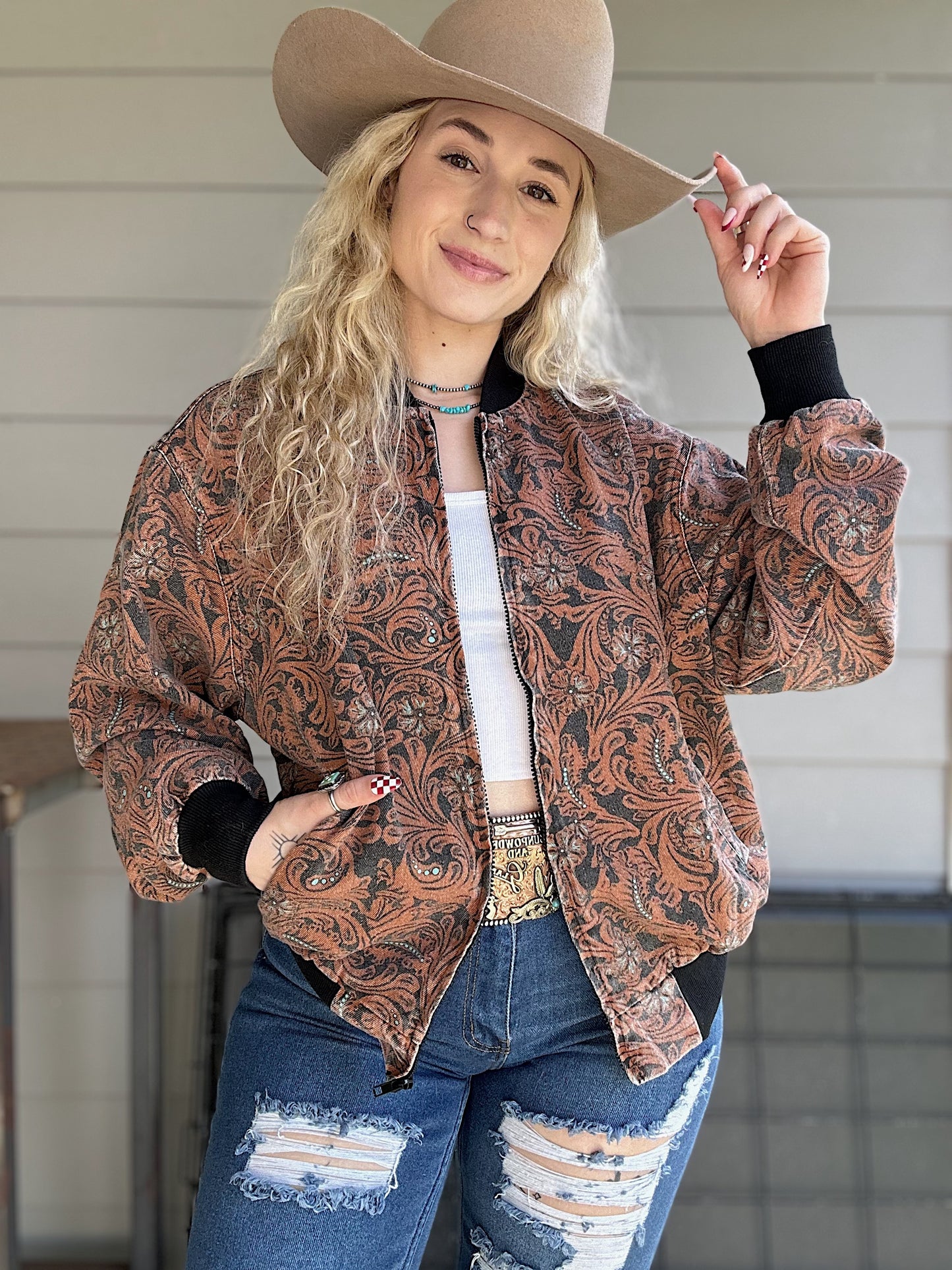 The Tooled Leather Bomber Jacket